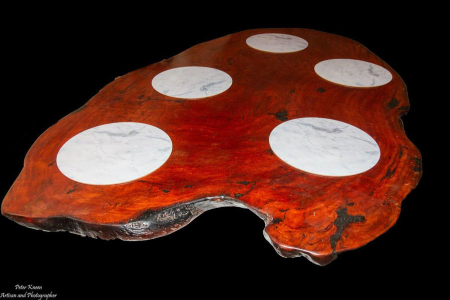 Live Edge Solid Red Gum Burl Dining Table