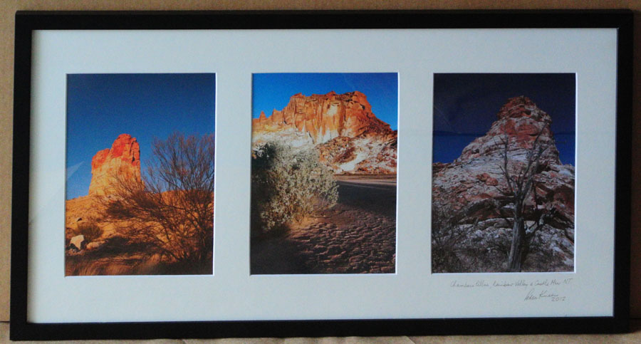 Framed Triptych of landmarks in central Australia