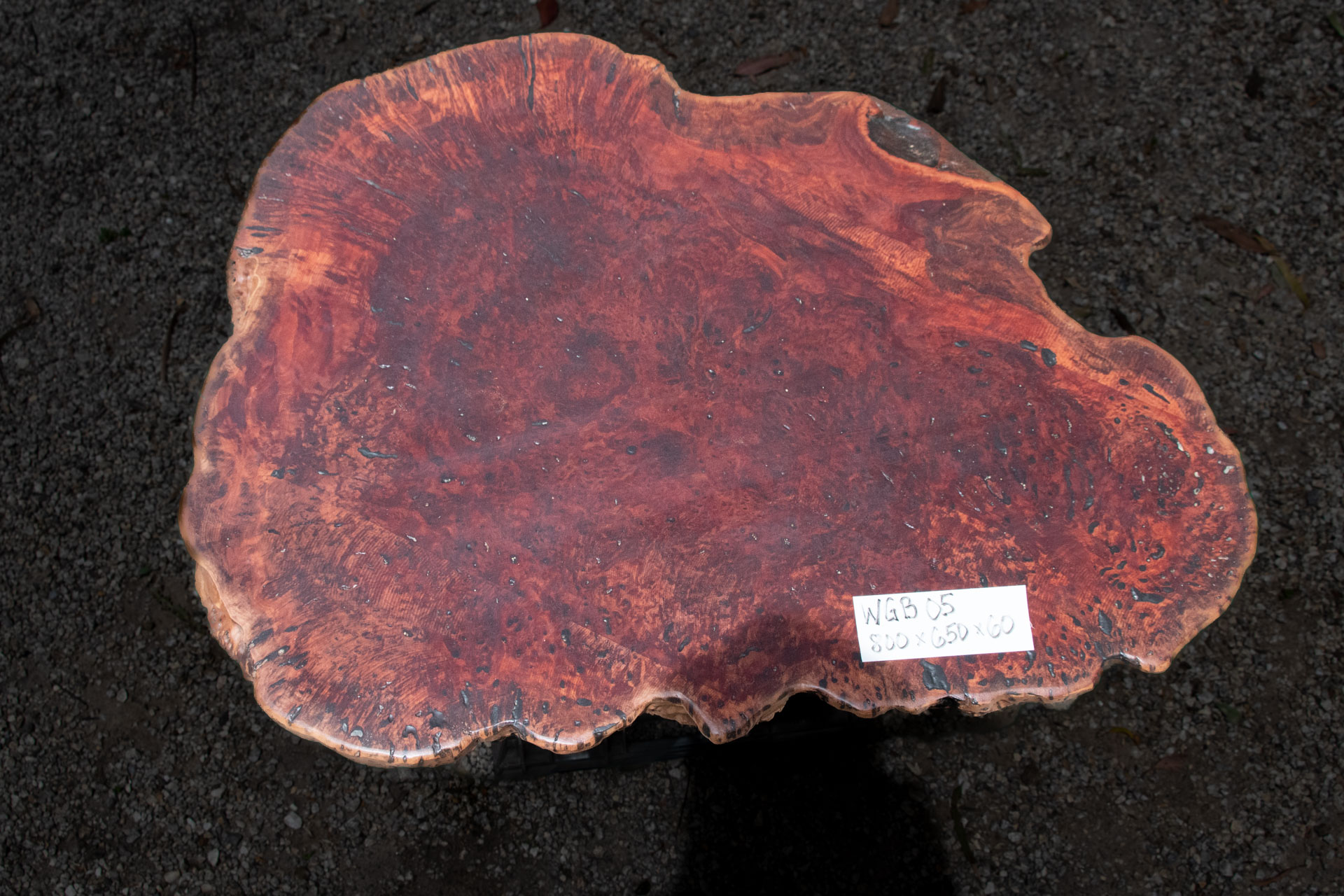 WGB05 - 800x650x60mm thick Live Edge Red Gum Burl